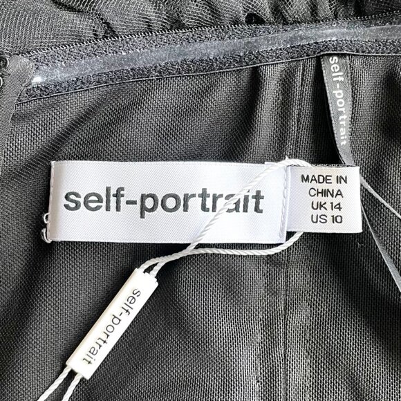 Self-Portrait Strapless Swiss Dot Frill Mini Cocktail Dress Black Size 10 NWT - Picture 8 of 10